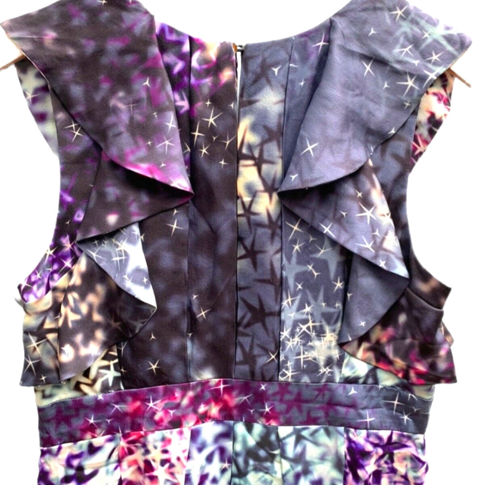 leifsdottir Navy Blue Purple Celestial Print Mini Dress - Picture 4 of 10